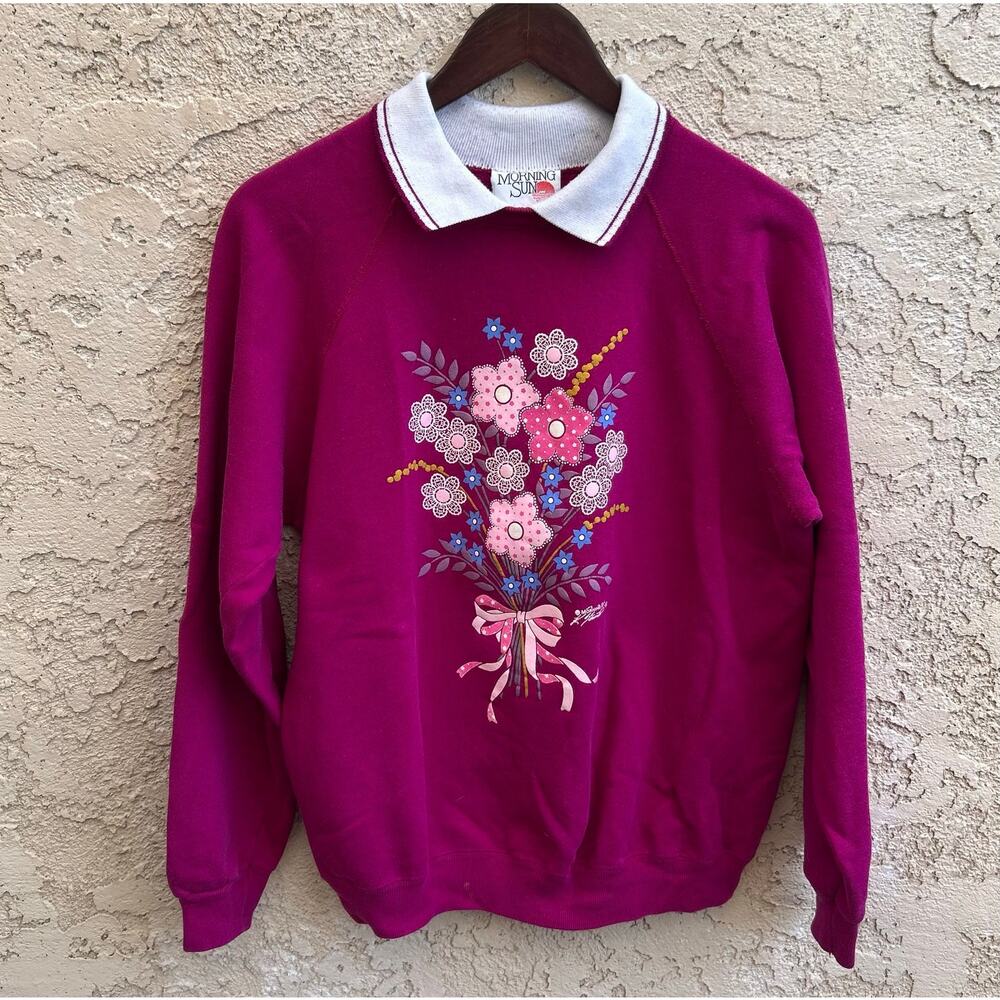 Vintage Morning Sun Floral Bouquet Sweatshirt Size L